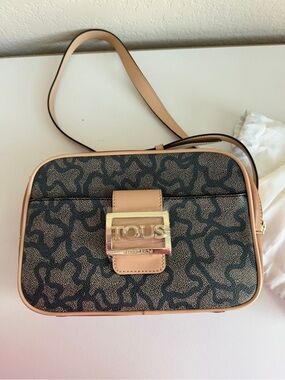 TOUS Crossbody with Tan Trim and Gold Hardware